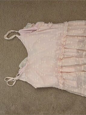 SHEIN Light Pink Floral Ruffle Spaghetti Strap Top